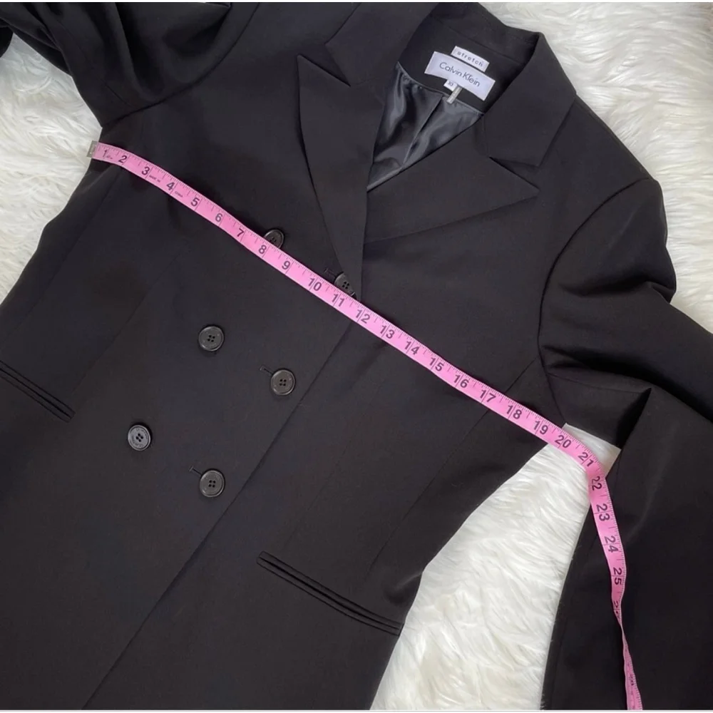 Calvin Klein Black Stretch Double Breasted Blazer NWT Size 10 Women’s - Picture 10 of 11